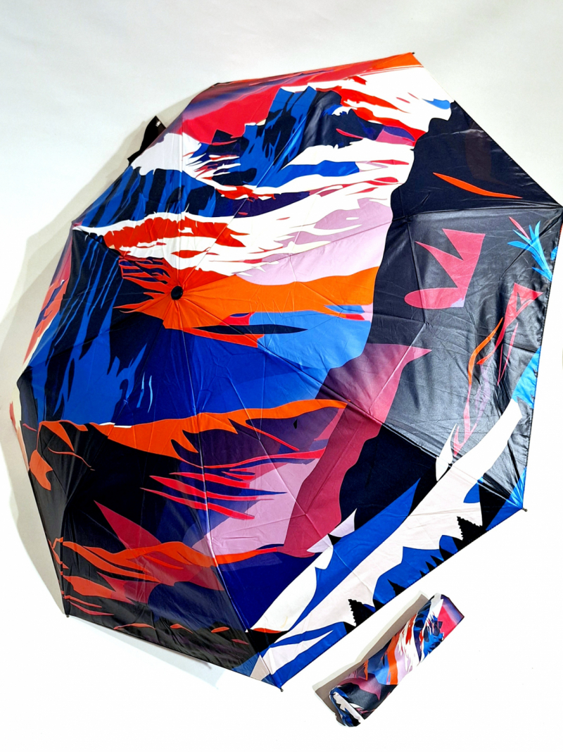  Parapluie pliant mini open-close multicolore Art montagne peinte Doppler - léger et solide