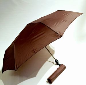 Parapluie homme mini pliant open close uni marron Knirps - léger & solide