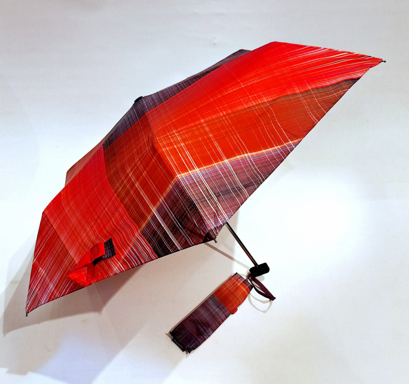 Parapluie mini extra plat pliant manuel ecossais rose orange Doppler - Fin léger & solide