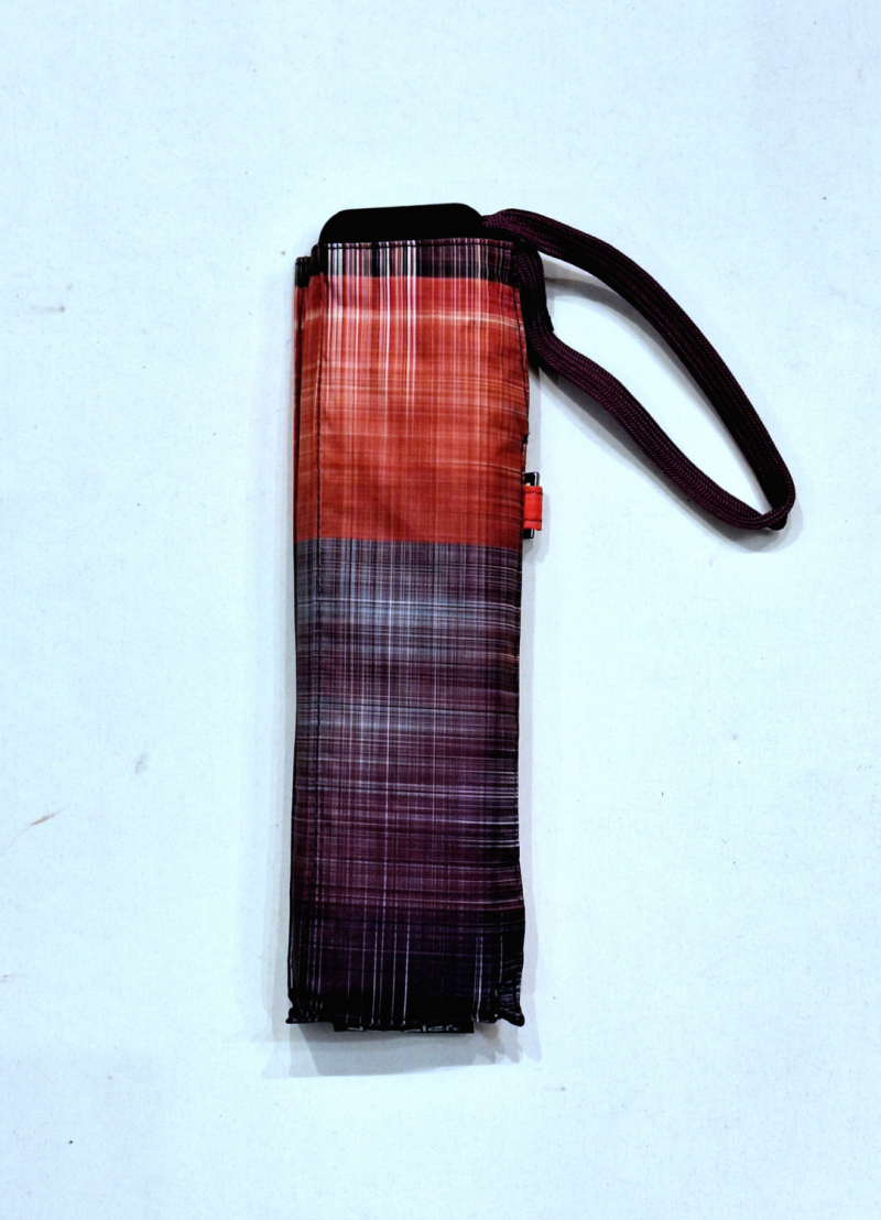 Parapluie mini extra plat pliant manuel ecossais rose orange Doppler - Fin léger & solide