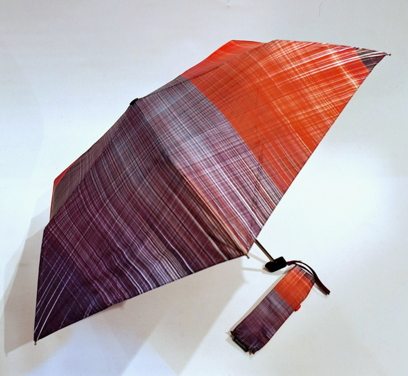 Parapluie mini extra plat pliant manuel ecossais rose orange Doppler - Fin léger & solide