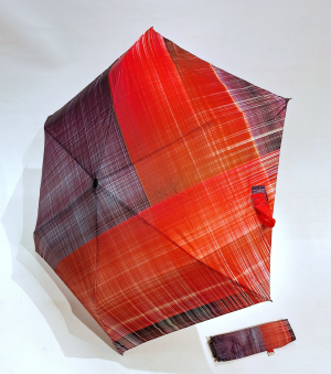 Parapluie mini extra plat pliant manuel ecossais rose orange Doppler - Fin léger & solide