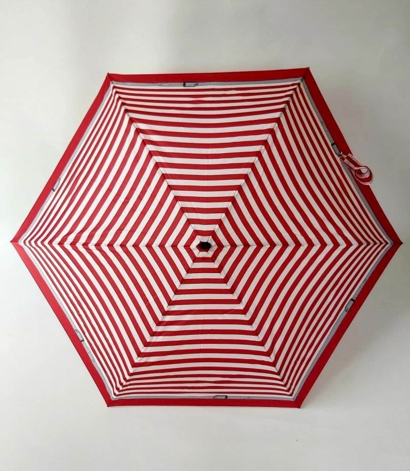  parapluie mini extra plat pliant manuel marinière rouge et blanc Doppler, super fin léger et solide