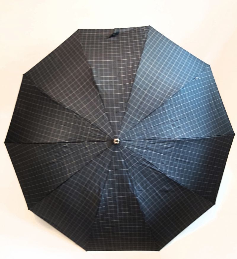 EXCLUSIVITE parapluie pliant homme noir automatique écossais poignée courbe bois Ezpeleta, grand 104cm & anti vent