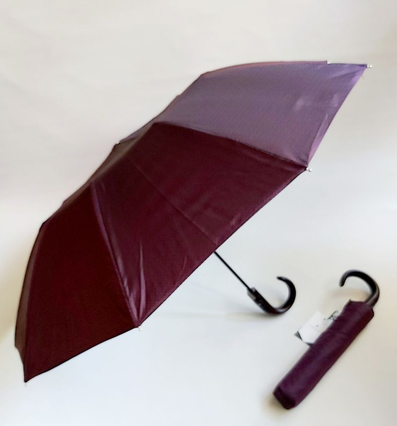 Parapluie homme pliant automatique bordeaux à motif de losange 