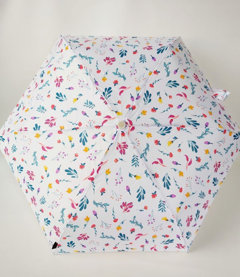  parapluie mini pliant blanc open close fantaisie avec des fleurs Smati, léger et solide 