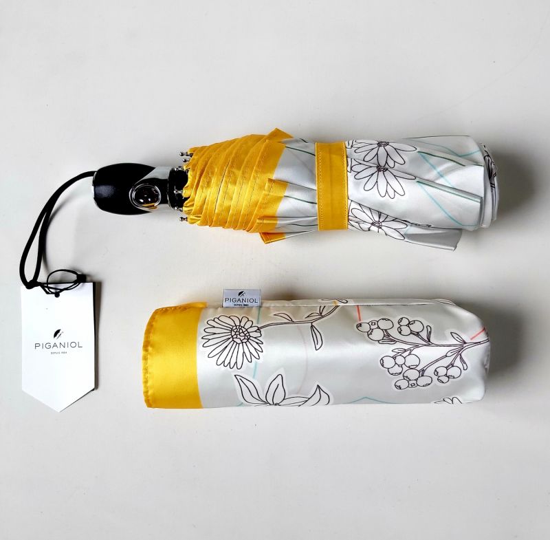 Mini parapluie anti uv UPF 50+ pliant automatique ivoire imprimé floral 