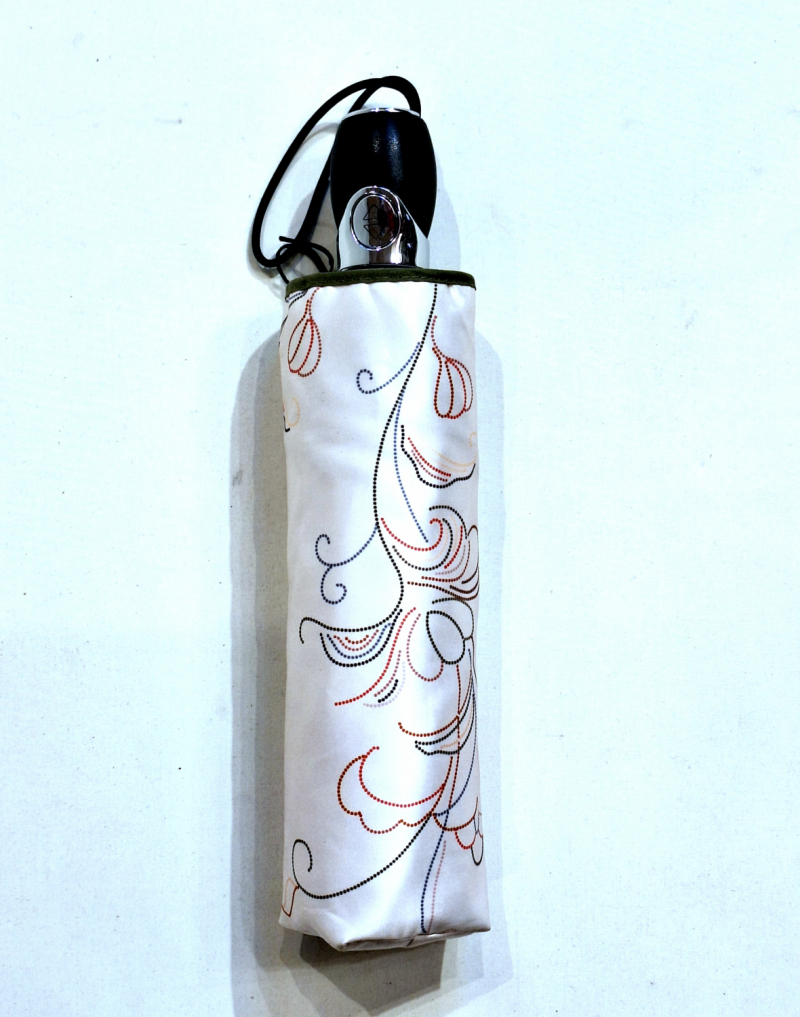 Mini parapluie anti uv UPF 50+ pliant automatique ivoire imprimé stylisé  