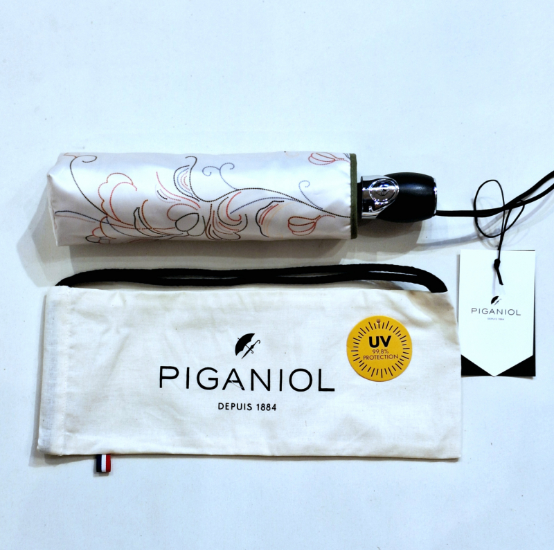 Mini parapluie anti uv UPF 50+ pliant automatique ivoire imprimé stylisé  