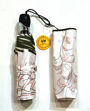 Mini parapluie anti uv UPF 50+ pliant automatique ivoire imprimé stylisé  "Constellation Poétique" Splendor Piganiol- élégant & résistant