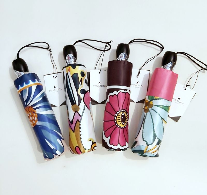 Mini parapluie anti uv pliant open close multicolore imprimé plantes stylisées Piganiol, léger & solide 