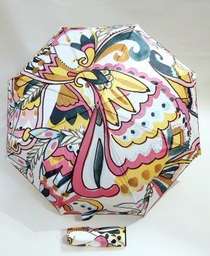 Mini parapluie anti uv pliant open close multicolore imprimé plantes stylisées Piganiol, léger & solide 