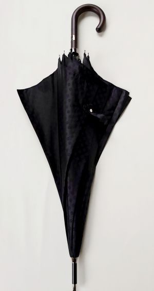 Parapluie long de luxe noir "Arabica" Piganiol automatique pgn bois français - Elégant & résistant