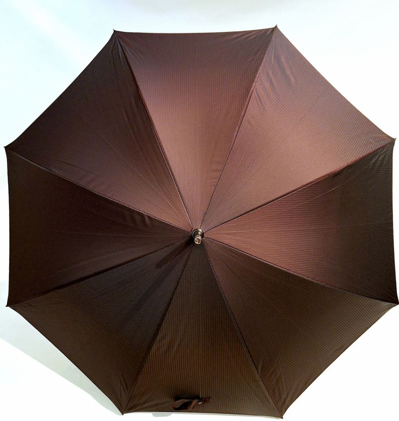 Parapluie long de luxe Piganiol automatique bordeaux imprimé rayé - chic & résistant