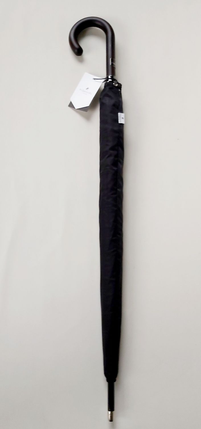 Parapluie long de luxe Piganiol automatique noir imprimé carreaux 