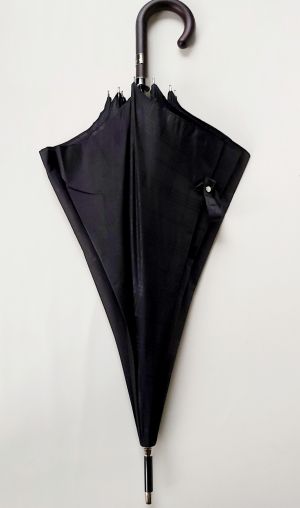 Parapluie long de luxe Piganiol automatique noir imprimé carreaux "Prince de Galles - élégant et résistant