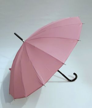 Petit parapluie long anti uv 50+ à 97% uni rose 16 branches Choupinette, légère & solide