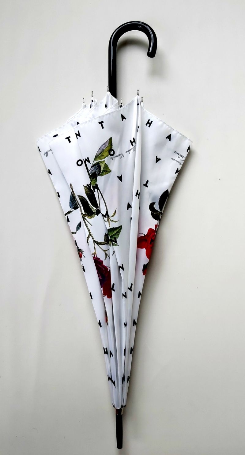 Parapluie Chantal Thomass pagode anti uv 50 blanc imprimé de roses français, léger et confortable