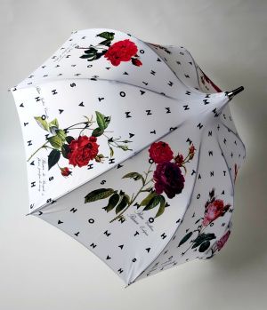 Parapluie Chantal Thomass pagode anti uv 50 blanc imprimé de roses français, léger et confortable