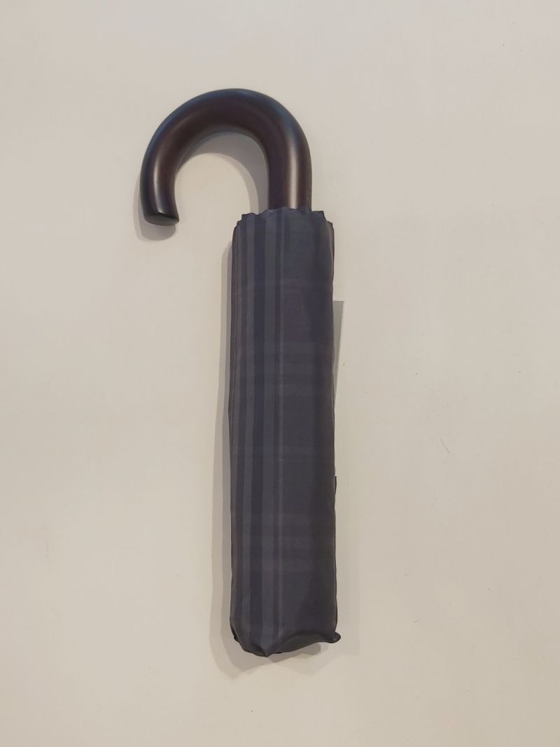 Parapluie mini inversé pliant gris écossais automatique : Collection Homme poignée bois  le seul robuste