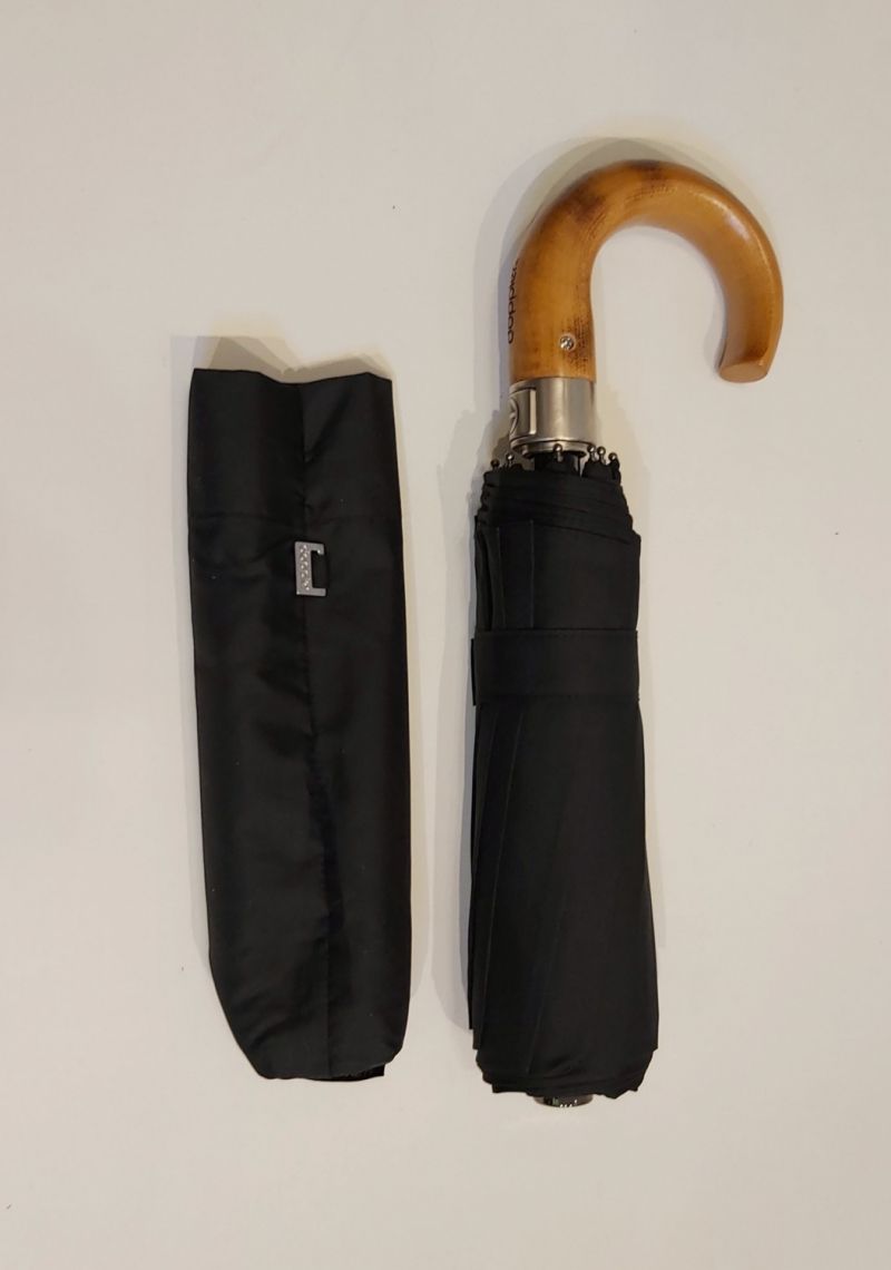 Parapluie mini pliable noir open close poignée bois Doppler -10 branches grand (105 d) & solide