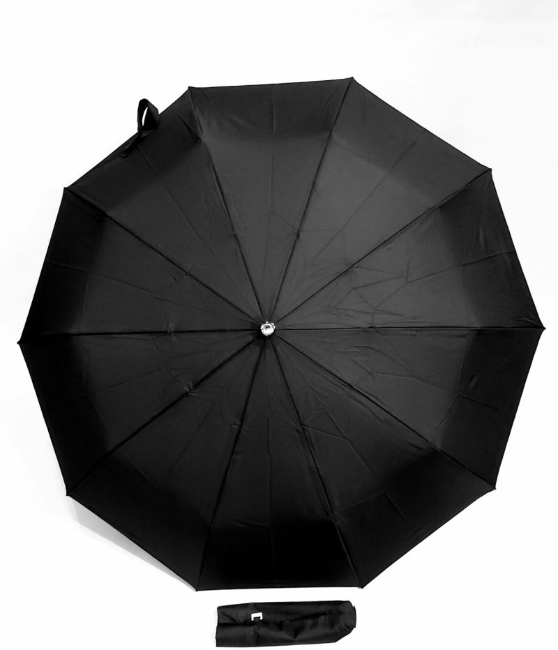 Parapluie mini pliable noir open close poignée bois Doppler, 10 branches grand (105 d) & solide