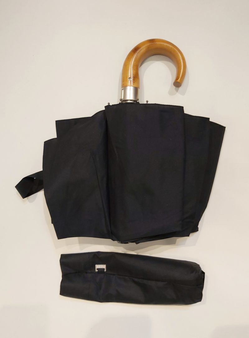 Parapluie mini pliable noir open close poignée bois Doppler -10 branches grand (105 d) & solide