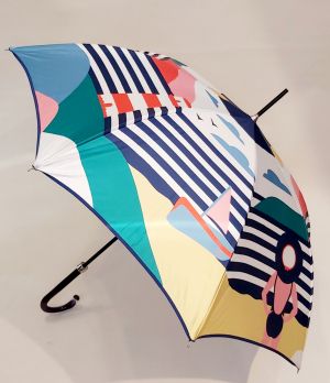  Parapluie Piganiol long Atlantique anti uv manuel bleu à rayure Carte Postale, léger et solide