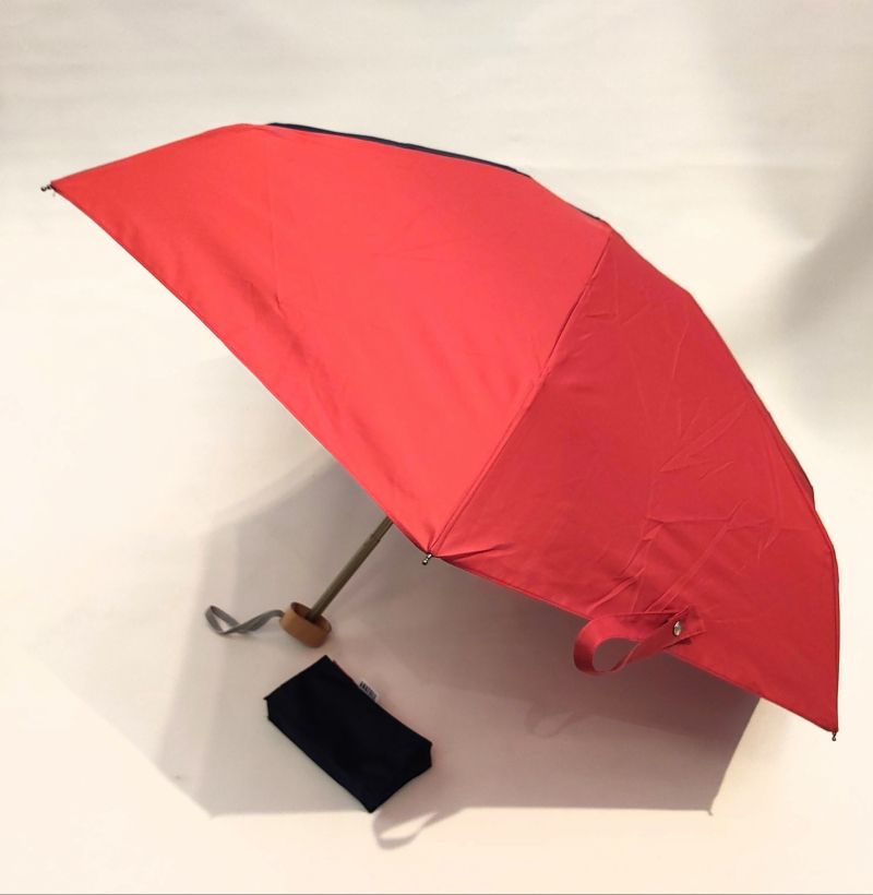  Parapluie micro plat bicolore bleu marine et rouge 
