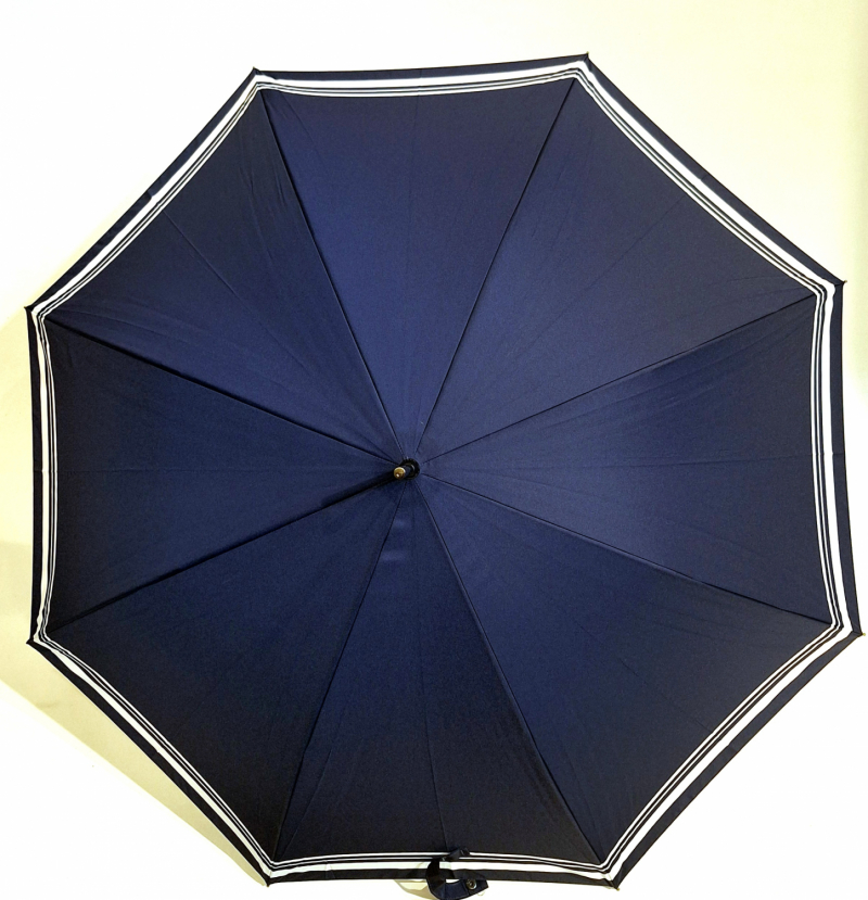  Parapluie long automatique bleu marine rayures blanches Neyrat - léger & solide