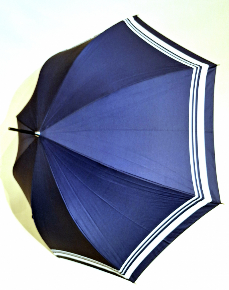  Parapluie long automatique bleu marine rayures blanches Neyrat - léger & solide