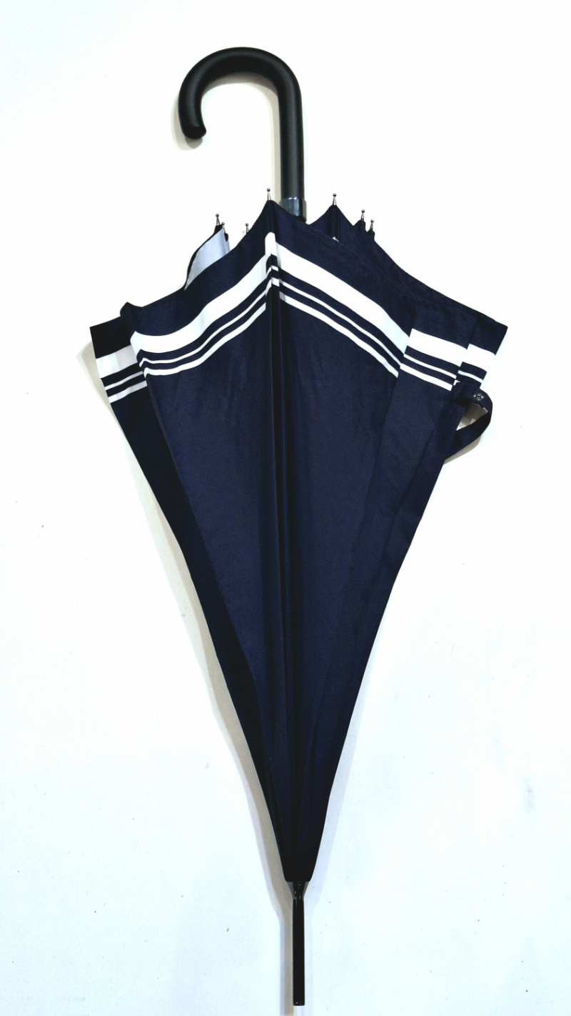  Parapluie long automatique bleu marine rayures blanches Neyrat - léger & solide