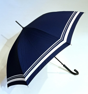  Parapluie long automatique bleu marine rayures blanches Neyrat - léger & solide