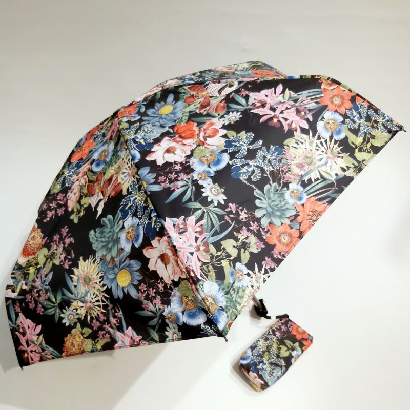  Parapluie anti uv mini pliant noir imprimé de fleurs Guy de Jean, léger 200 g & solide