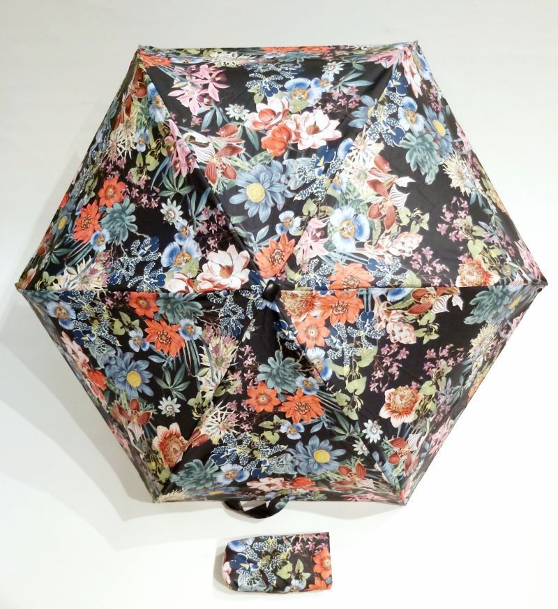  Parapluie anti uv mini pliant noir imprimé de fleurs Guy de Jean, léger 200 g & solide