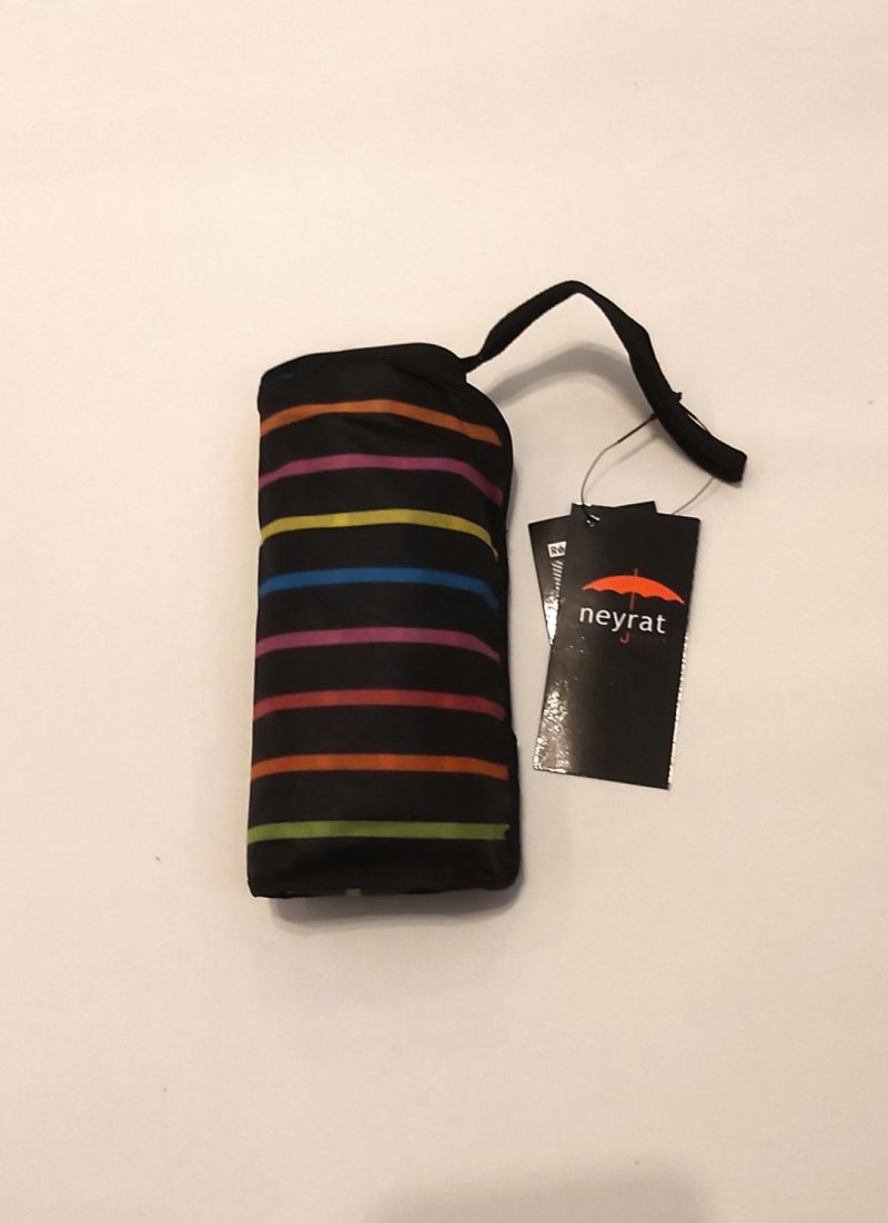  Parapluie mini de poche pliant plat noir fantaisie multicolore, léger 200g & solide