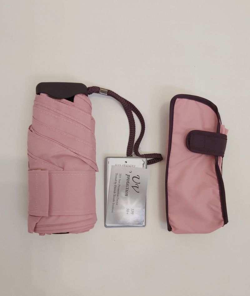  Parapluie anti uv mini pliant uni rose par Guy de Jean français, léger 190 g et solide