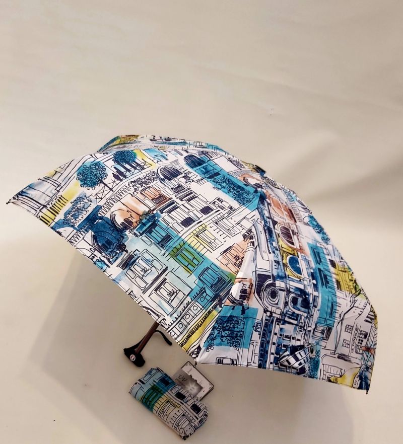  Parapluie anti uv micro plat manuel bleu imprimé original sur l'architecture par Guy de Jean, léger 200 g et solide