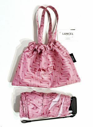  Parapluie LANCEL sac micro plat pliant rose imprimé graphique - Léger 200 g & résistant