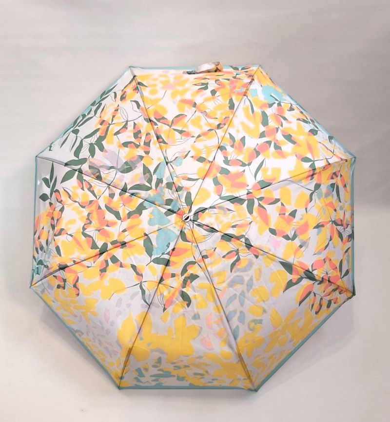 Mini parapluie anti uv UPF 50+ pliant automatique jaune imprimé floral 
