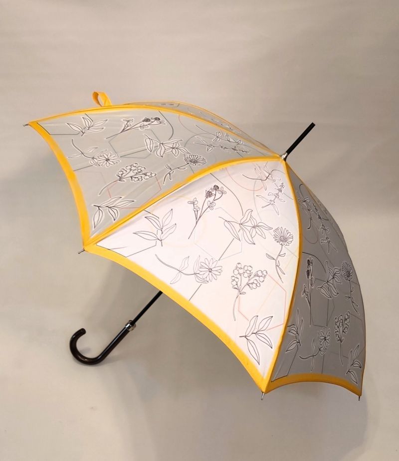 Parapluie long anti uv UPF 50+ par Piganiol en ivoire fantaisie 