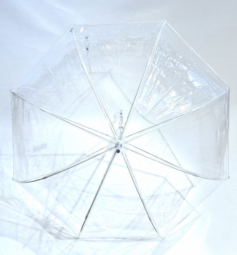 Parapluie long transparent PVC manuel gansé ivoire grand Ezpeleta - léger & résistant