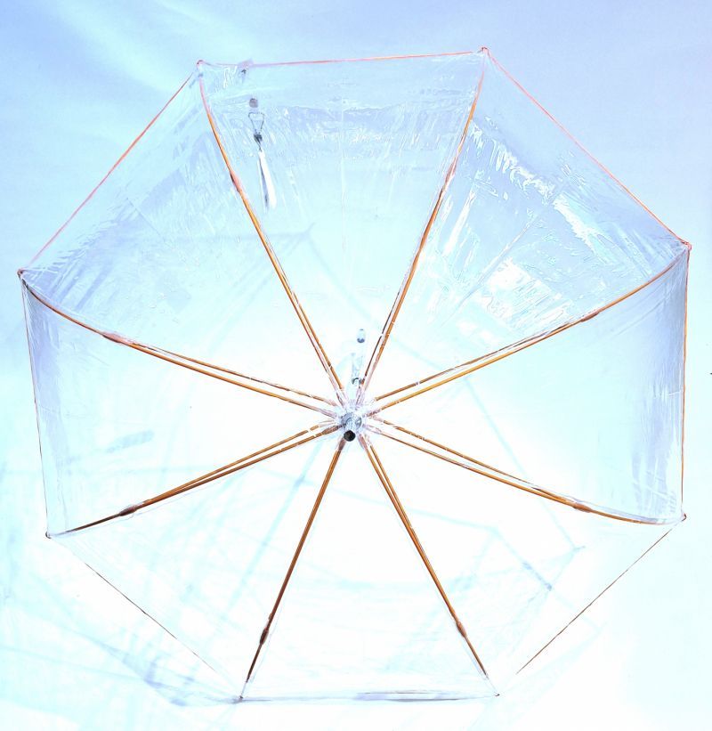 Parapluie long transparent PVC manuel gansé orange grand Ezpeleta - léger & anti vent