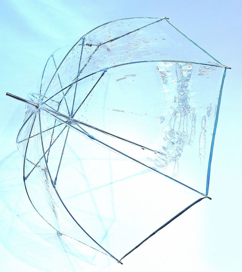 Parapluie long transparent PVC manuel gansé vert d'eau Ezpeleta - léger et solide