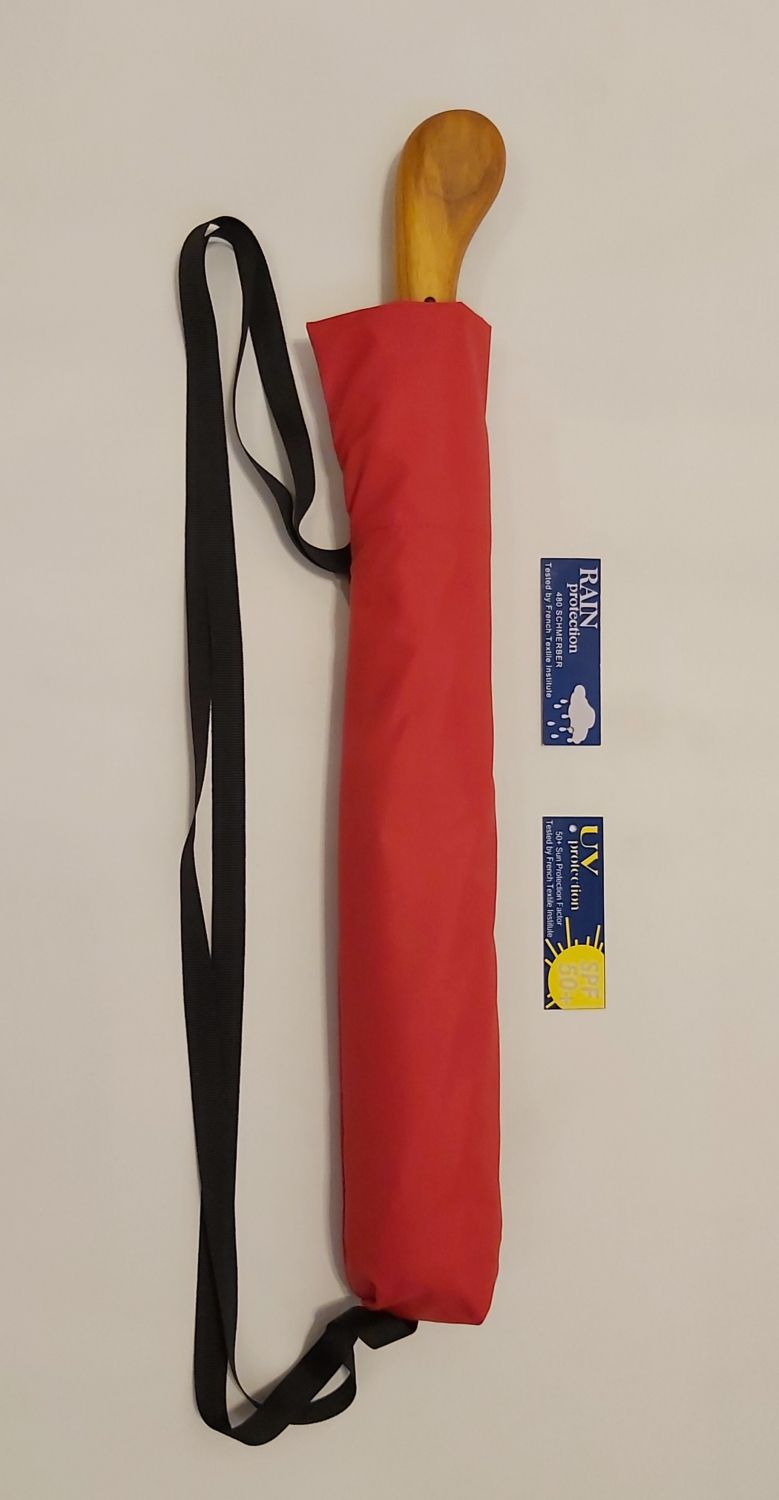 Grand parapluie golf pliant manuel tissu anti uv à 97% rouge 