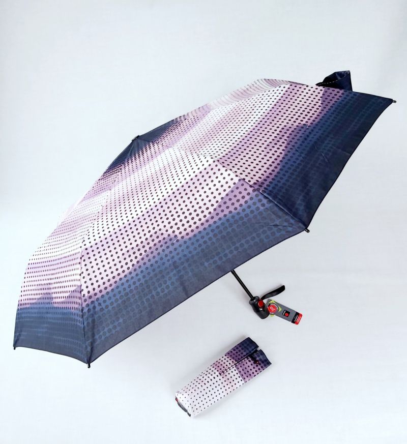 Mini parapluie pliant T200 Knirps violet à pois open close Sky garantie 5 ans, léger & solide