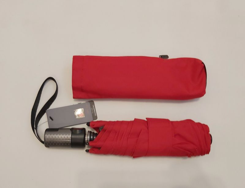  Parapluie mini extra plat pliant open close uni rouge Knirps, léger et solide
