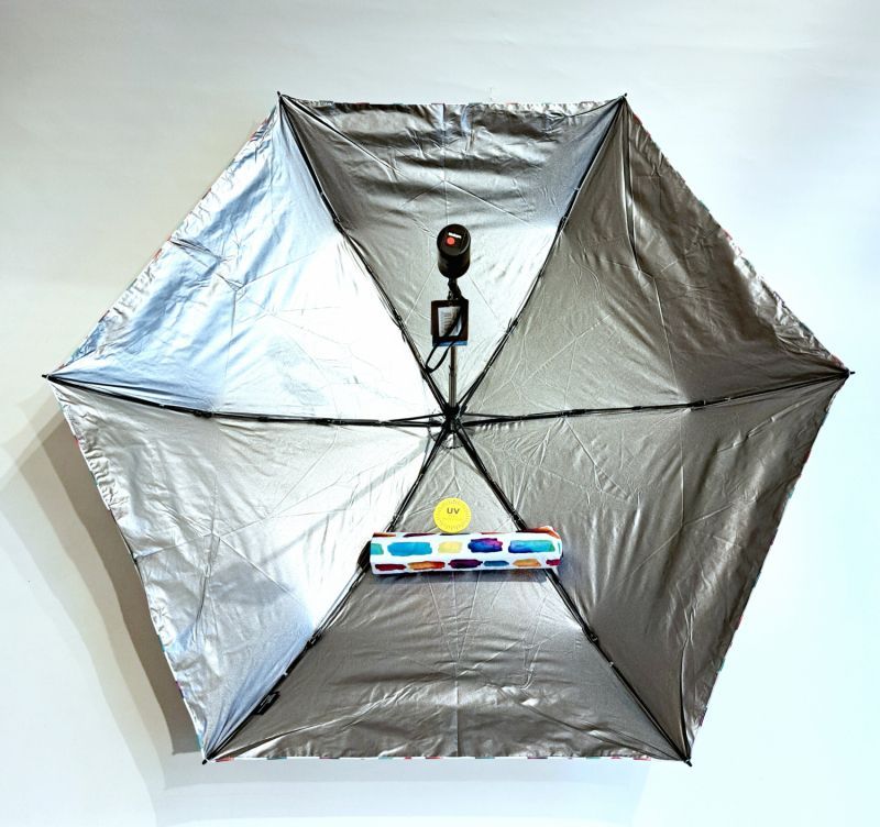  Parapluie Knirps mini pliant blanc open close Utra léger 175g imprimé multicolore - Anti UV à 100%