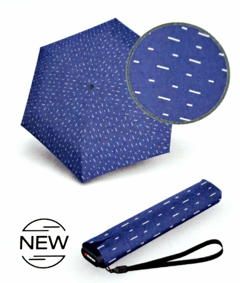 Parapluie mini PLUME extra plat pliant bleu & blanc manuel Knirps - léger 115g & solide