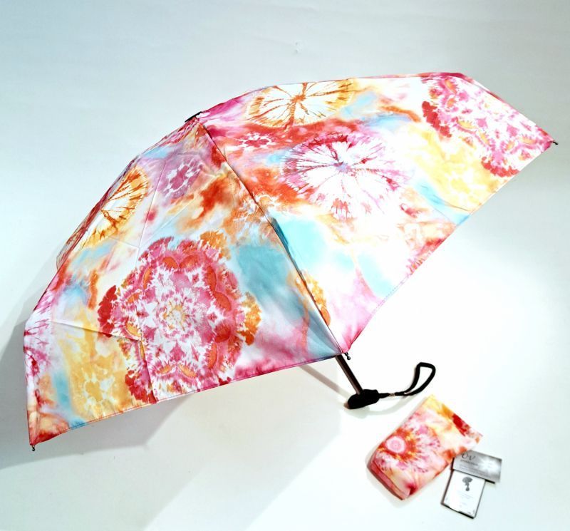  Parapluie anti uv UPF50+ micro pliant coloré rose imprimé floral français - léger 200 g & solide